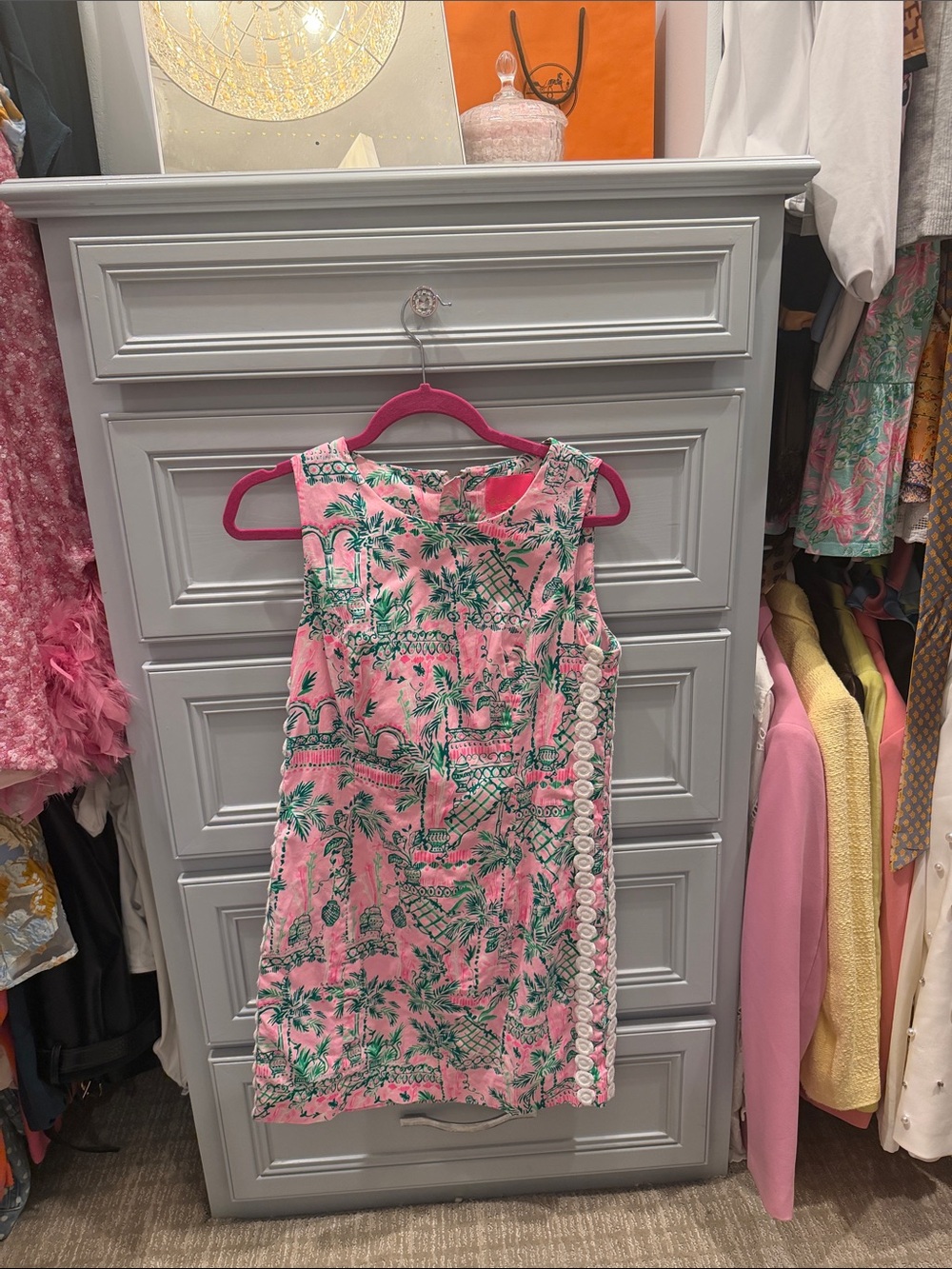 Lilly Pulitzer Pink and Green Tropical Shift Dress